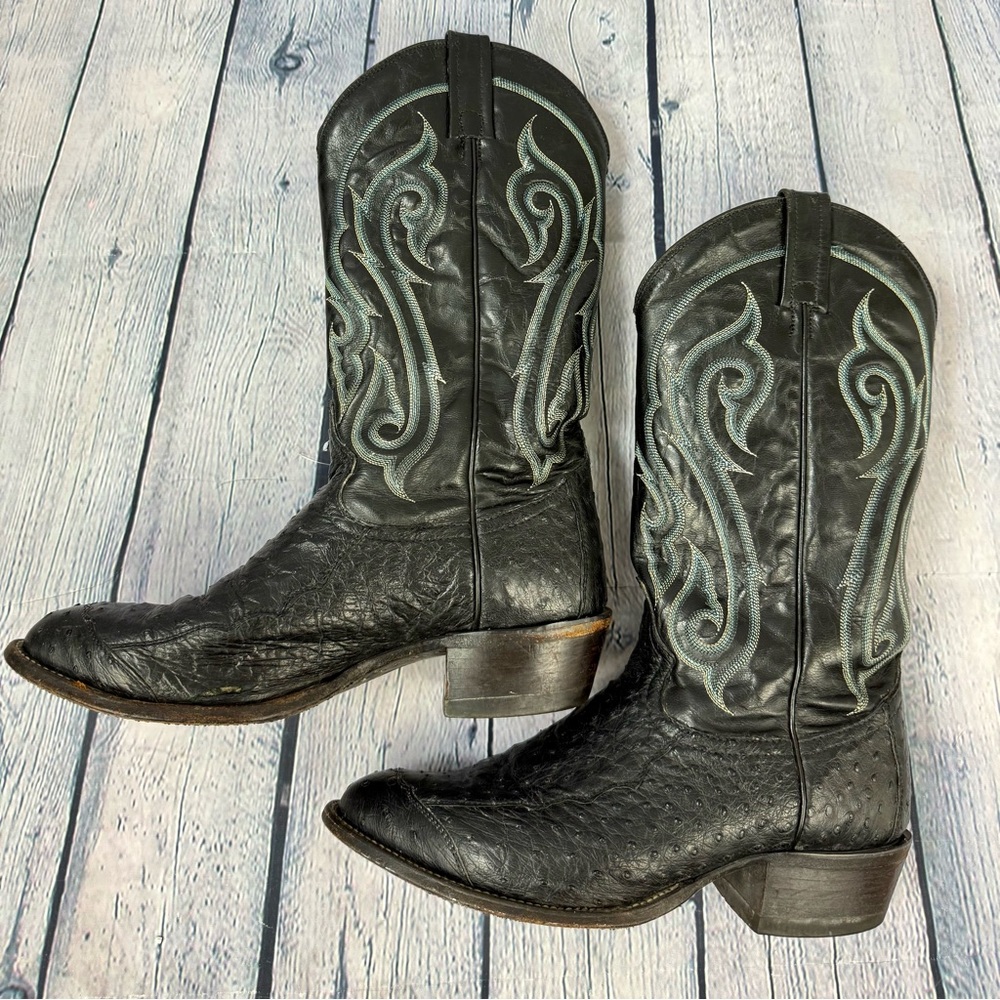 Vintage Exotic Tony Lama El Rey Genuine Ostrich Western Cowboy Boots Men’s 9 D - Picture 3 of 10